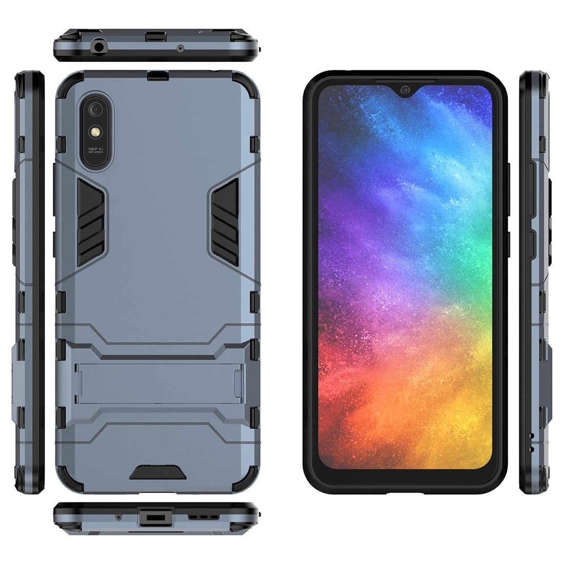 Xiaomi Redmi 9A / 9AT Σκληρή Θήκη Μπλε PC + TPU Shockproof Protective Case with Holder Navy Blue