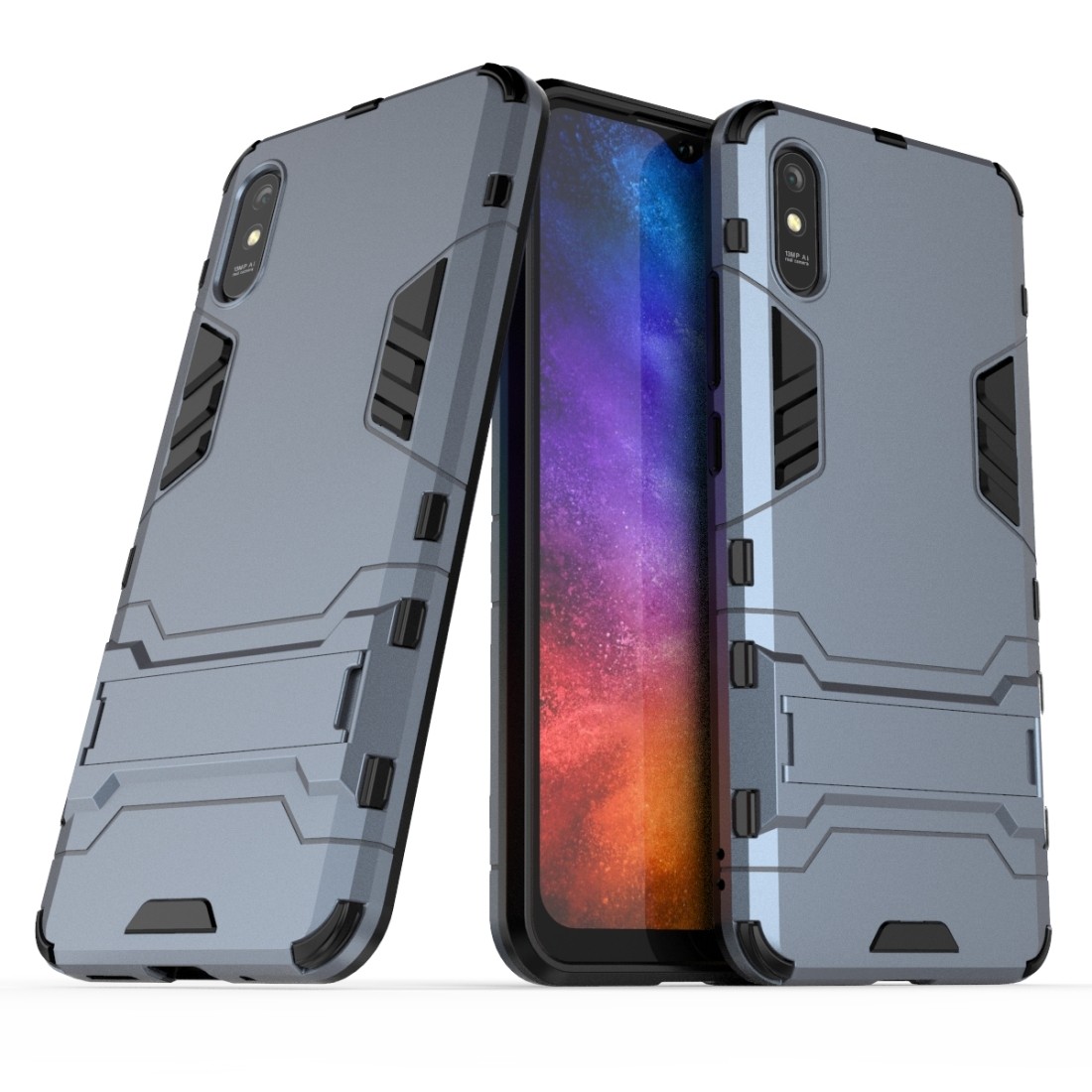 Xiaomi Redmi 9A / 9AT Σκληρή Θήκη Μπλε PC + TPU Shockproof Protective Case with Holder Navy Blue