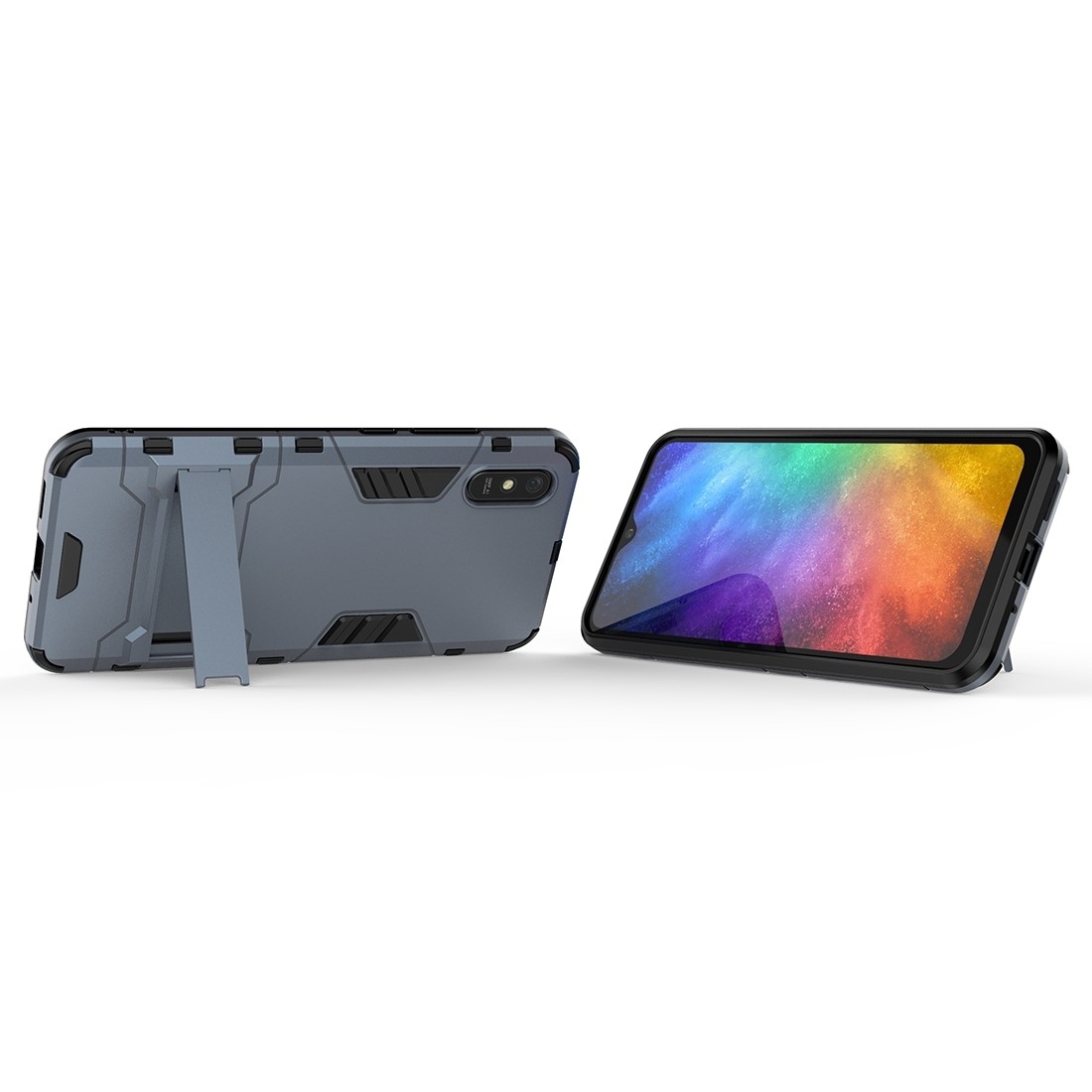 Xiaomi Redmi 9A / 9AT Σκληρή Θήκη Μπλε PC + TPU Shockproof Protective Case with Holder Navy Blue