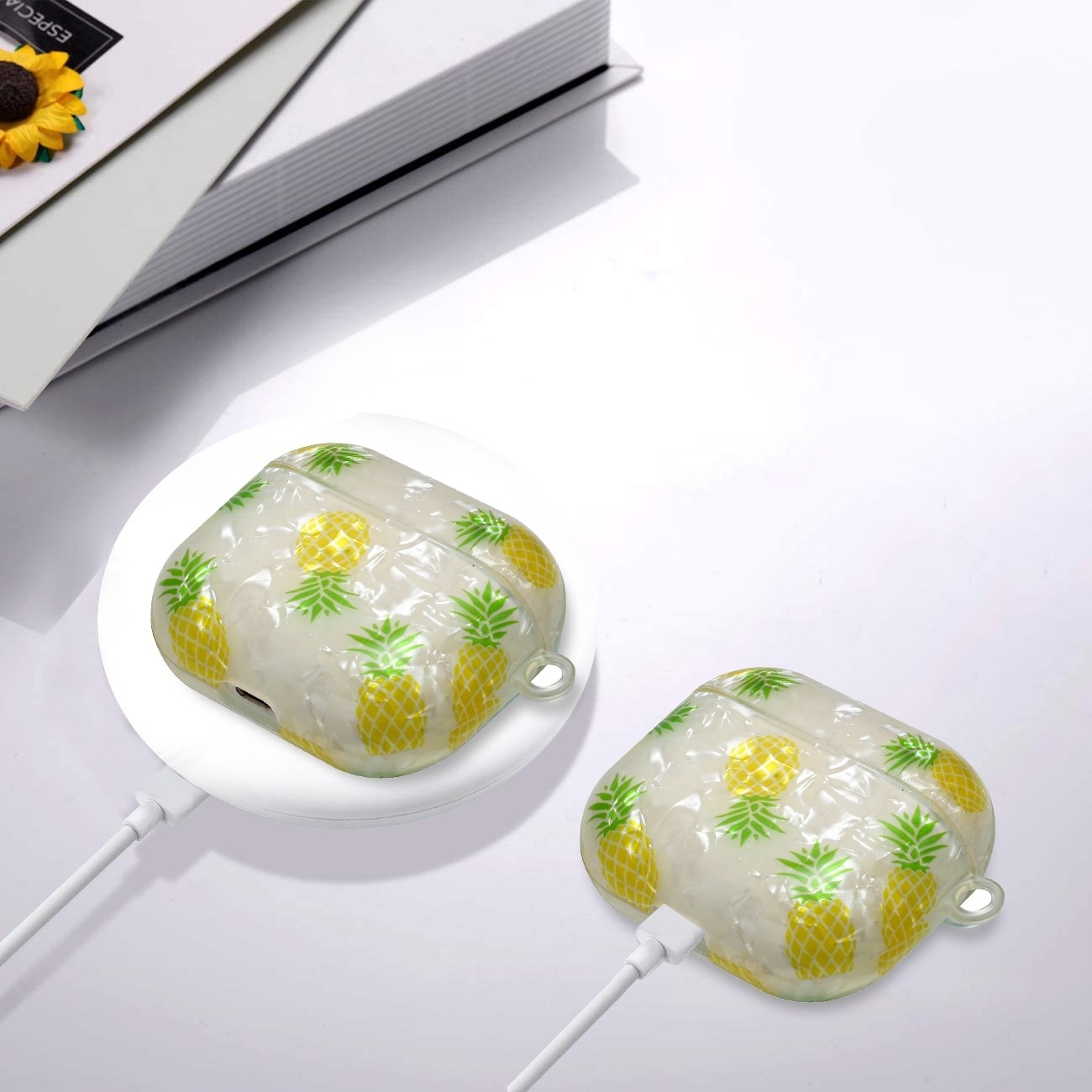 AirPods 3 Θήκη Σιλικόνης με Λουράκι Painted Shell Texture Wireless Earphone Case with Lanyard Pineapple