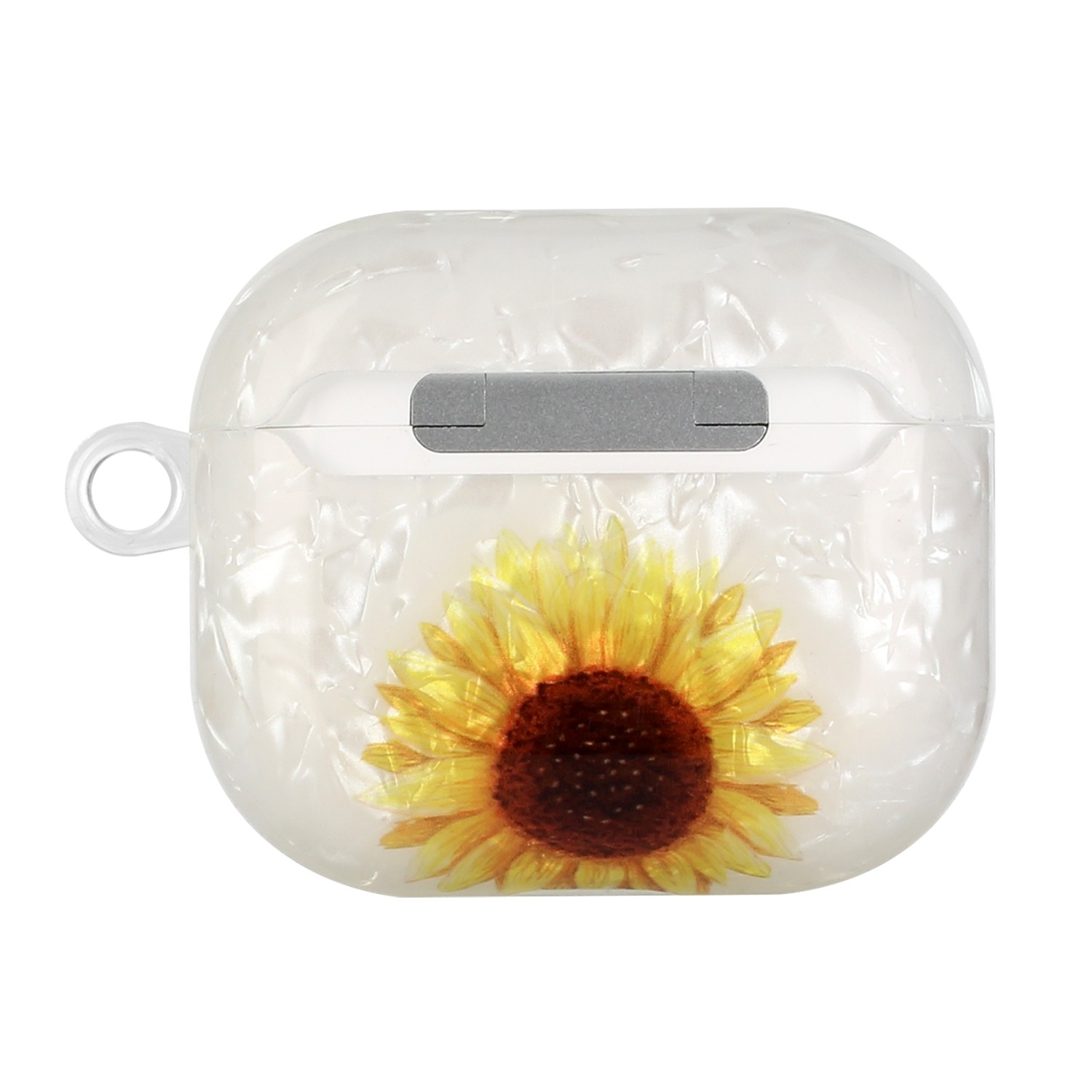 AirPods 3 Θήκη Σιλικόνης με Λουράκι Painted Shell Texture Wireless Earphone Case with Lanyard Yellow Sunflower