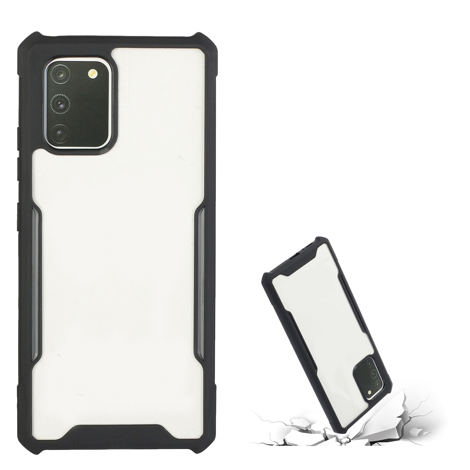 Samsung Galaxy A41 Θήκη Με Μαύρο Περίγραμμα Και Διάφανη Πλάτη Acrylic + Color TPU Shockproof Case Black