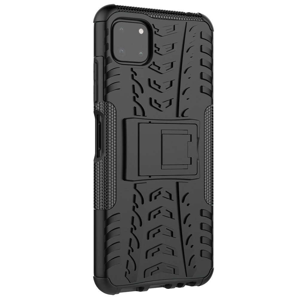 Samsung Galaxy A22 5G Θήκη Μαύρη Tire Texture Shockproof TPU+PC Protective Case with Holder Black