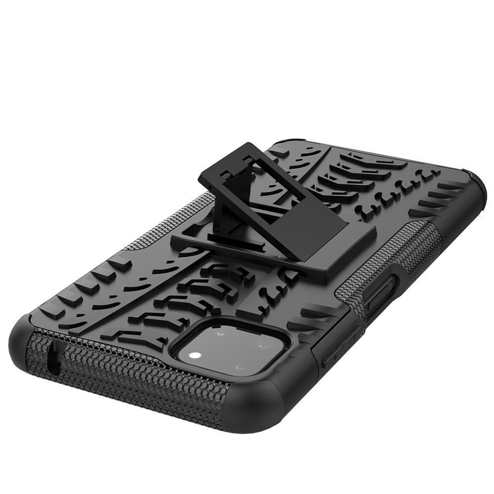 Samsung Galaxy A22 5G Θήκη Μαύρη Tire Texture Shockproof TPU+PC Protective Case with Holder Black