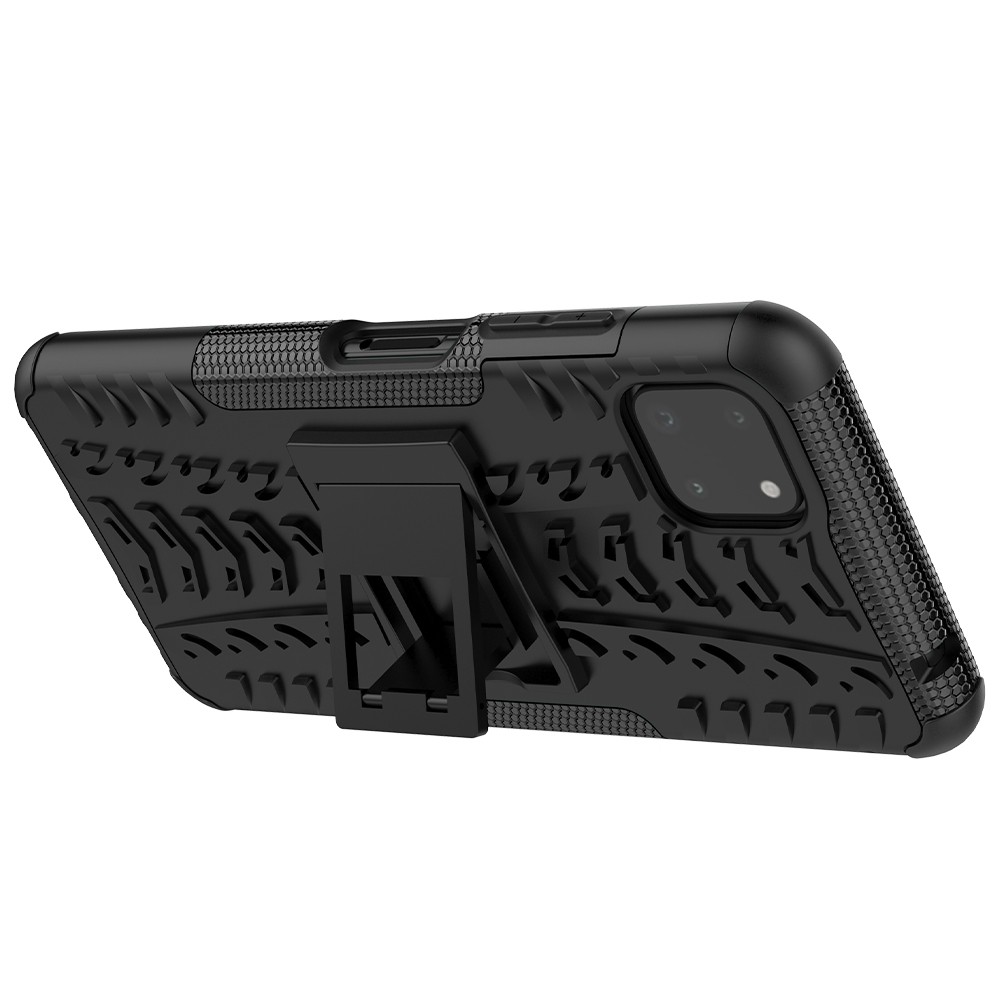 Samsung Galaxy A22 5G Θήκη Μαύρη Tire Texture Shockproof TPU+PC Protective Case with Holder Black