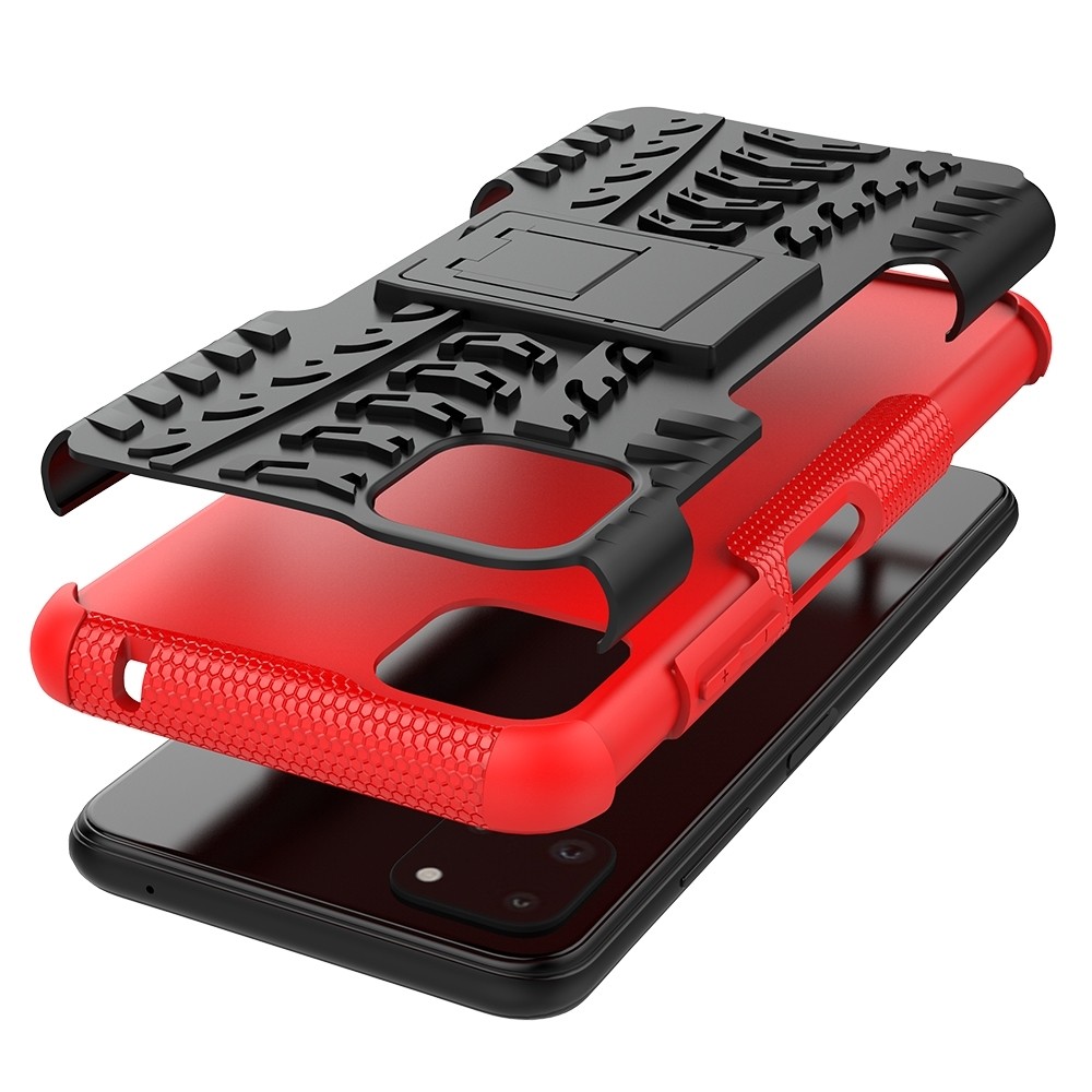 Samsung Galaxy A22 5G Θήκη Κόκκινη Tire Texture Shockproof TPU+PC Protective Case with Holder Red