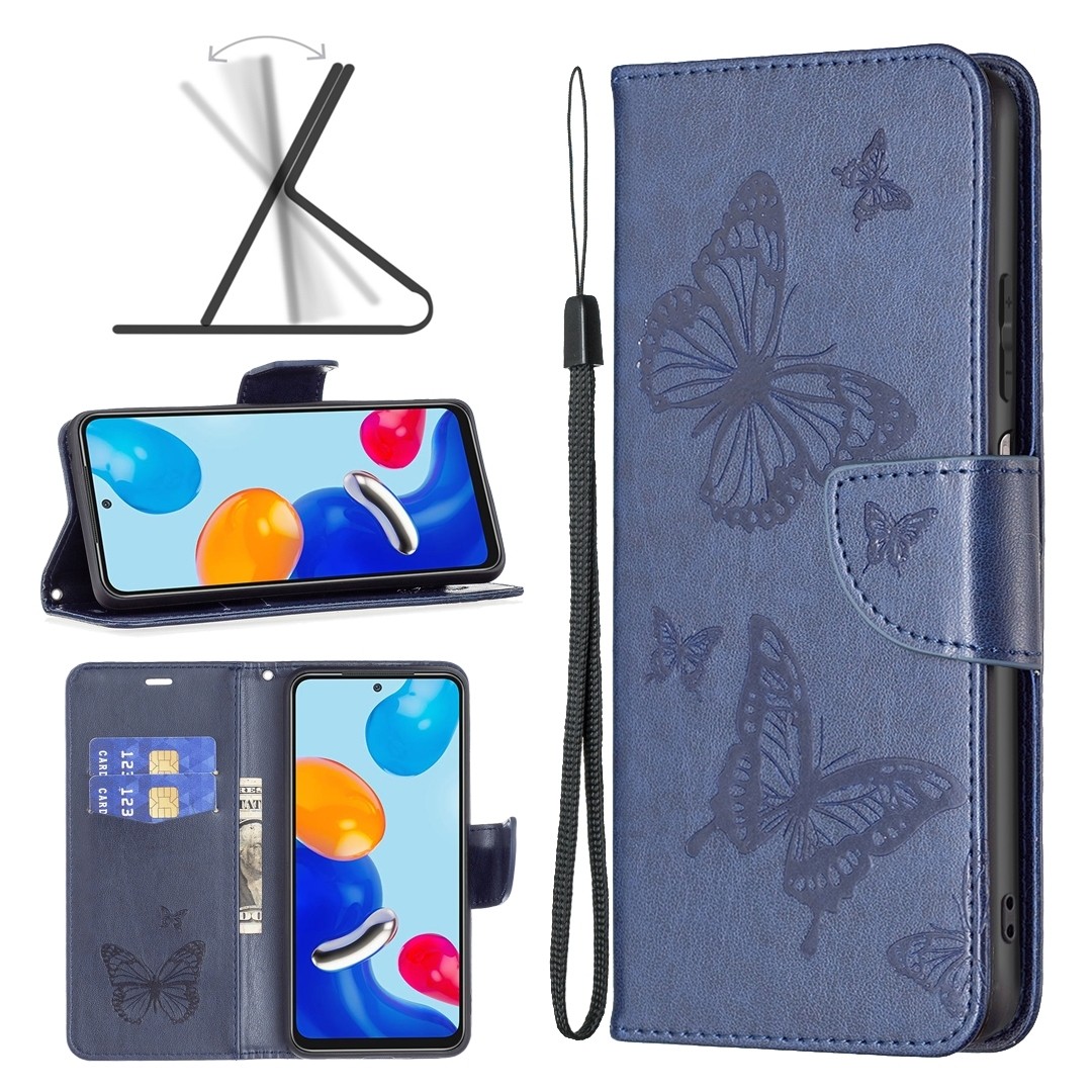 Xiaomi Redmi Note 12S Θήκη Βιβλίο Μπλε Two Butterflies Embossing Phone Case Blue