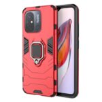 Xiaomi Redmi 12C Σκληρή Θήκη Κόκκινη Με Σταντ Magnetic Ring Holder PC + TPU Phone Case Red