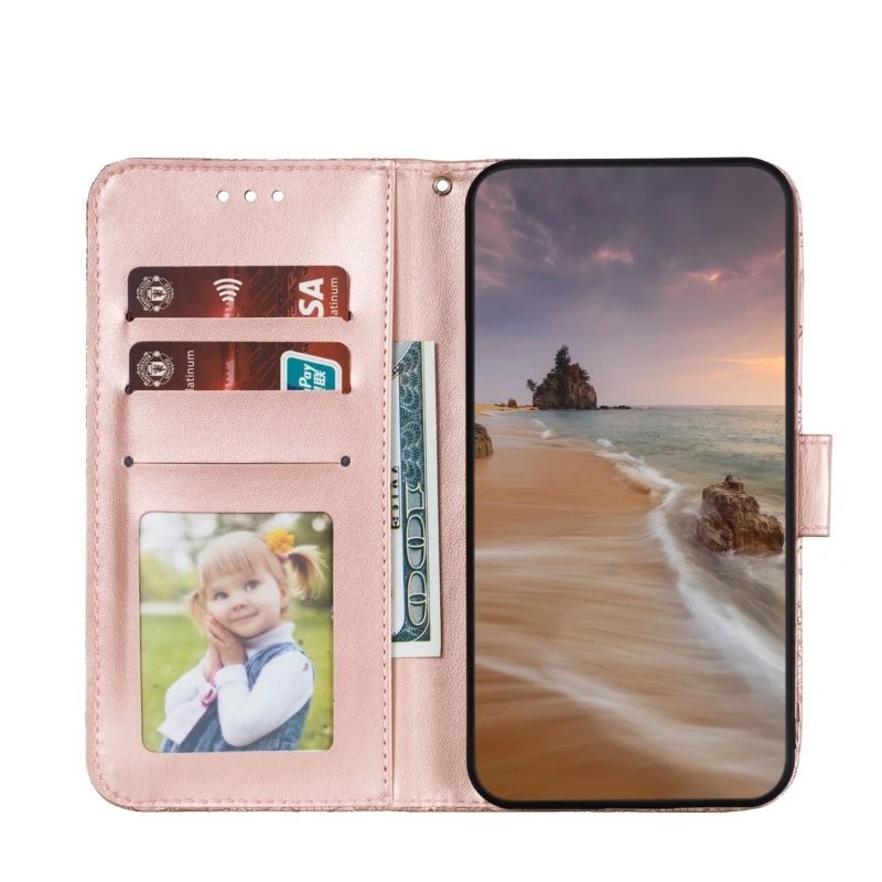 Xiaomi Redmi 12C Θήκη Βιβλίο Ροζ - Χρυσό Lace Flower Embossing Flip Phone Case Rose - Gold