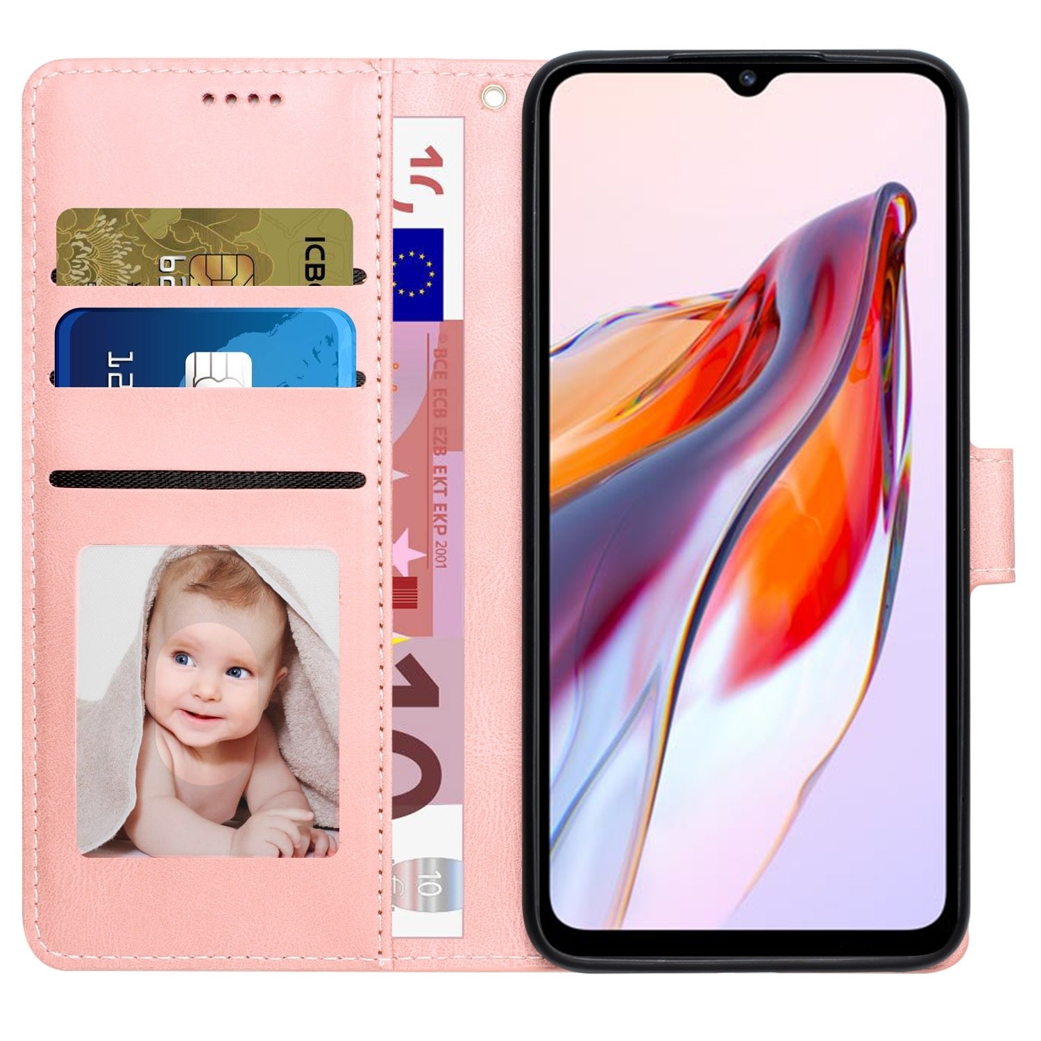 Xiaomi Redmi 12C Θήκη Βιβλίο Ροζ Fantasy Skin-feel Calfskin Texture Phone Case Pink