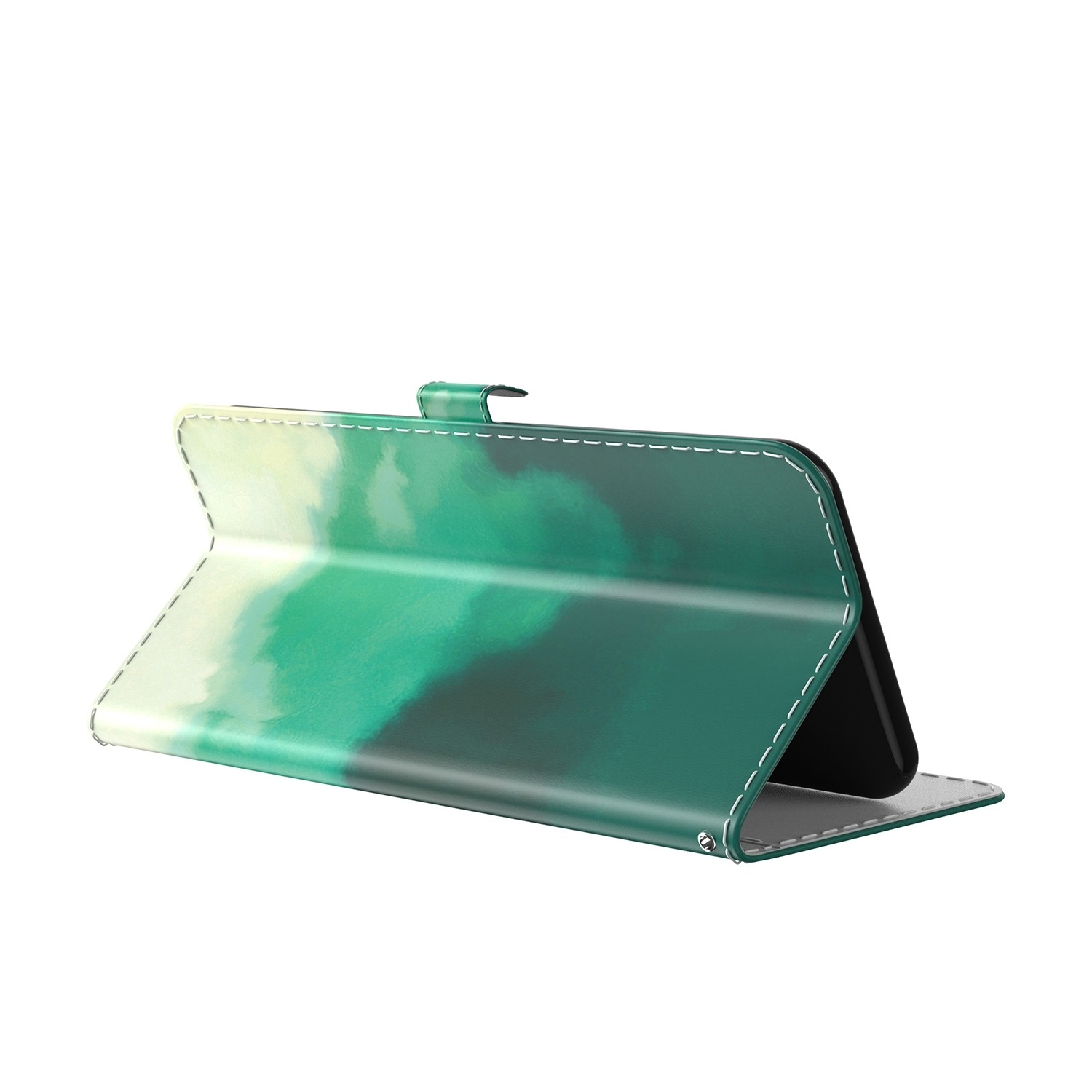 Xiaomi Redmi 12C Θήκη Βιβλίο Watercolor Pattern Flip Phone Case Cyan Green