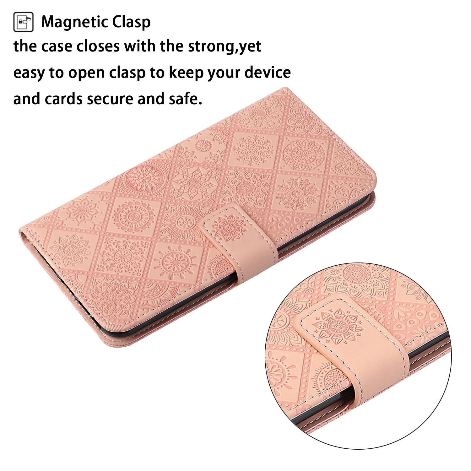 Xiaomi Redmi 12C Θήκη Βιβλίο Ροζ Ethnic Style Embossed Pattern Phone Case Pink