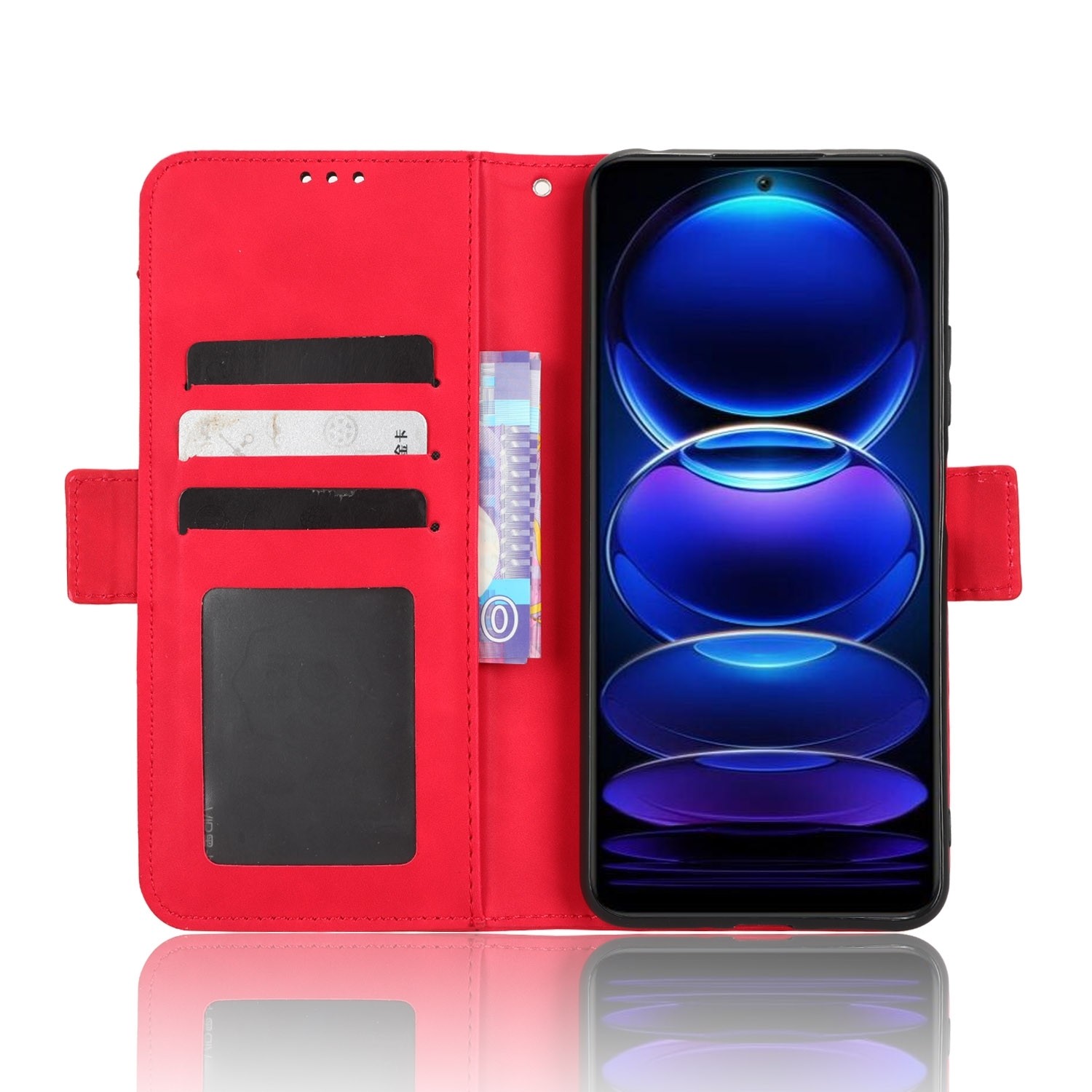 Xiaomi Redmi Note 12 5G / Xiaomi Poco X5 5G Θήκη Βιβλίο Κόκκινο Skin Feel Calf Texture Card Slots Phone Case Red