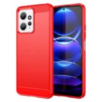 Xiaomi Redmi Note 12 4G Θήκη Σιλικόνης Κόκκινη Brushed Texture Carbon Fiber TPU Phone Case Red