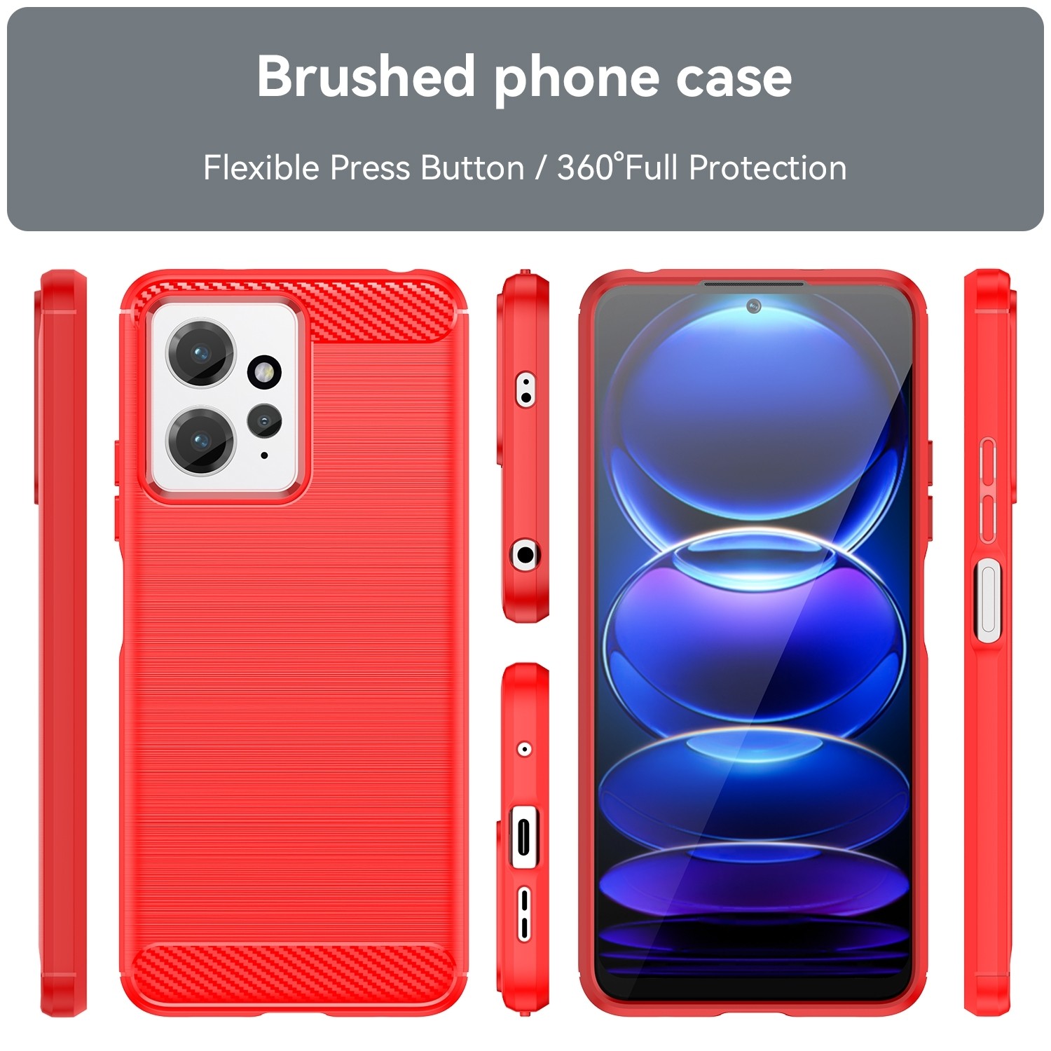 Xiaomi Redmi Note 12 4G Θήκη Σιλικόνης Κόκκινη Brushed Texture Carbon Fiber TPU Phone Case Red