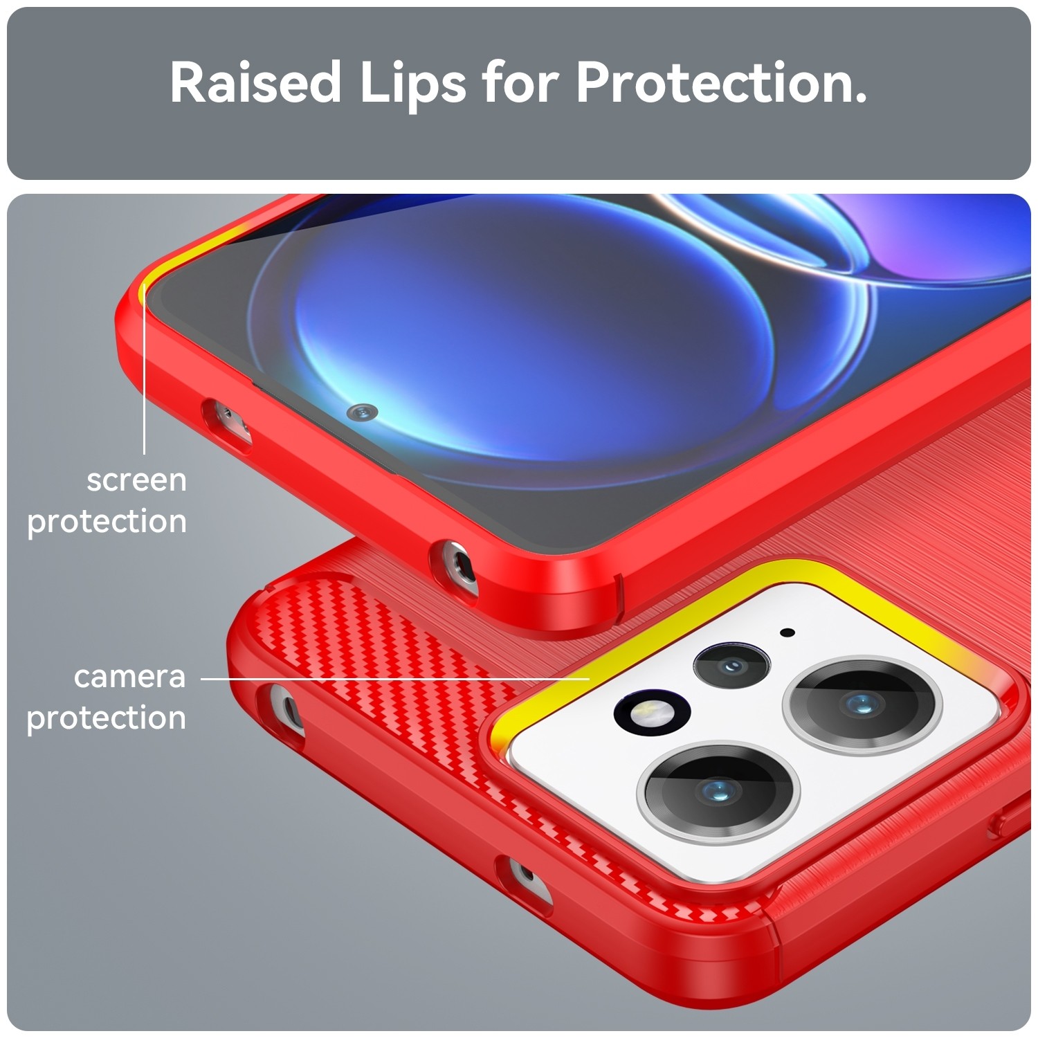 Xiaomi Redmi Note 12 4G Θήκη Σιλικόνης Κόκκινη Brushed Texture Carbon Fiber TPU Phone Case Red