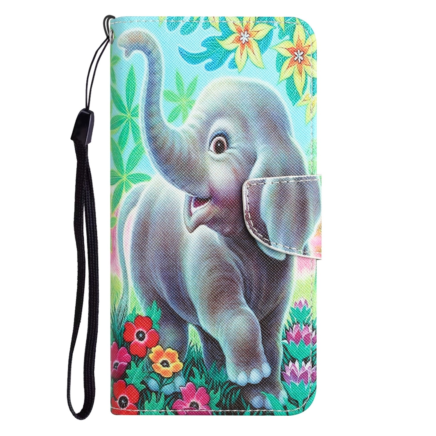 Xiaomi Redmi 12C Θήκη Βιβλίο Colored Drawing Phone Case Elephant