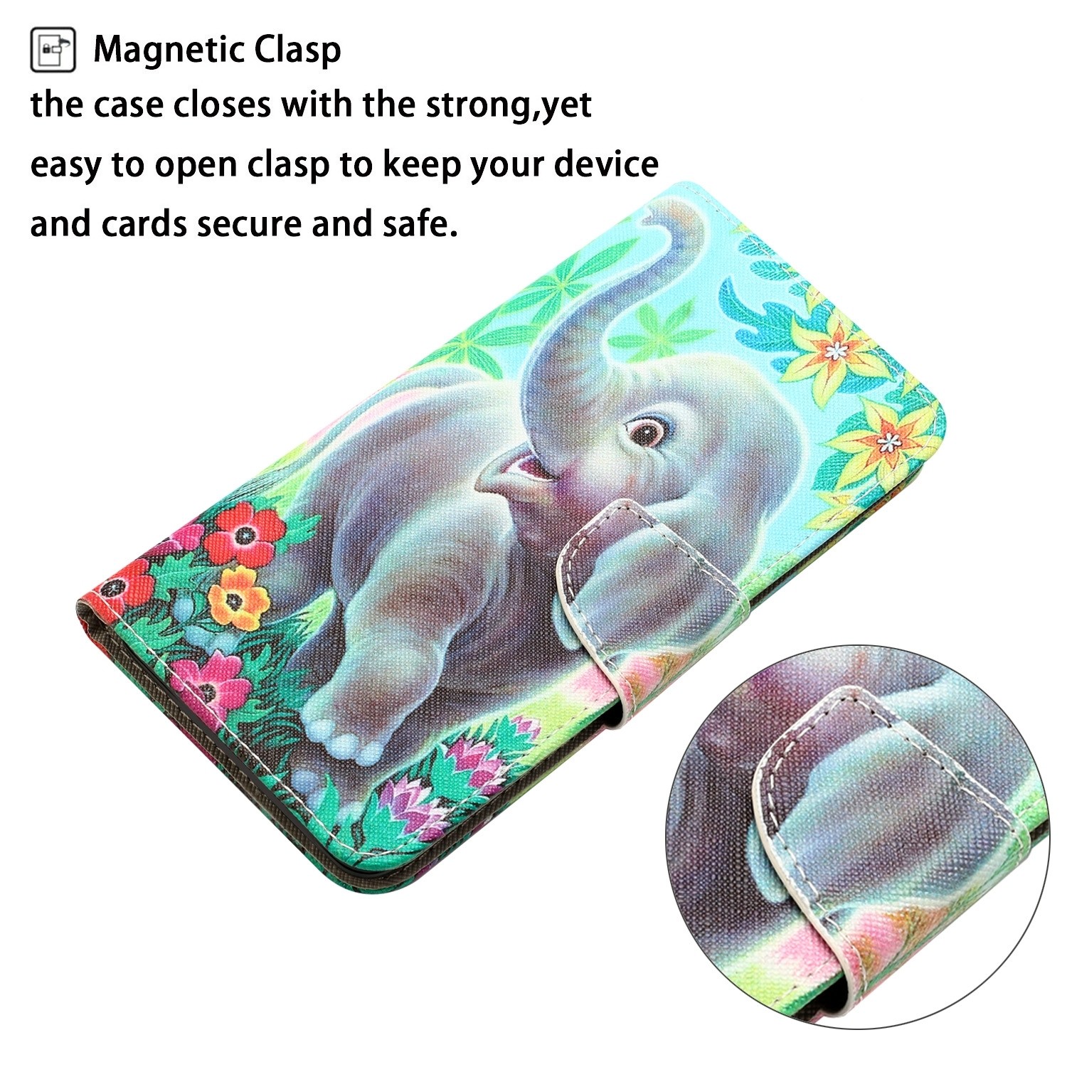 Xiaomi Redmi 12C Θήκη Βιβλίο Colored Drawing Phone Case Elephant