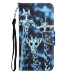 Xiaomi Redmi 12C Θήκη Βιβλίο Colored Drawing Phone Case Giraffes