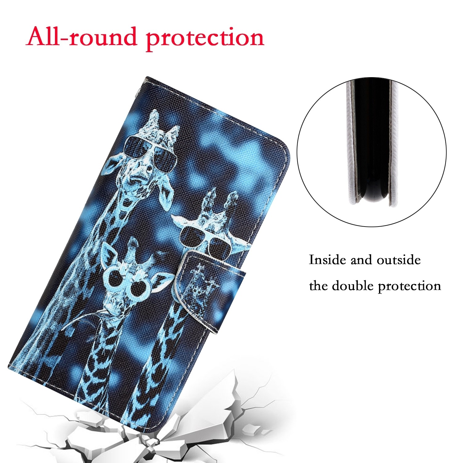 Xiaomi Redmi 12C Θήκη Βιβλίο Colored Drawing Phone Case Giraffes