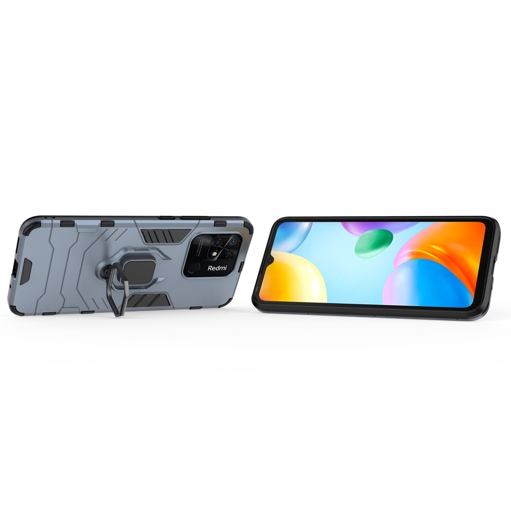 Xiaomi Redmi 10C Σκληρή Θήκη Μπλε Με Σταντ Shockproof PC + TPU Phone Case with Magnetic Ring Holder Navy Blue