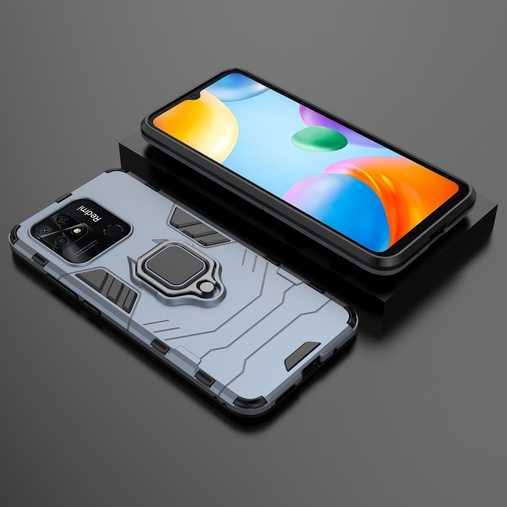 Xiaomi Redmi 10C Σκληρή Θήκη Μπλε Με Σταντ Shockproof PC + TPU Phone Case with Magnetic Ring Holder Navy Blue