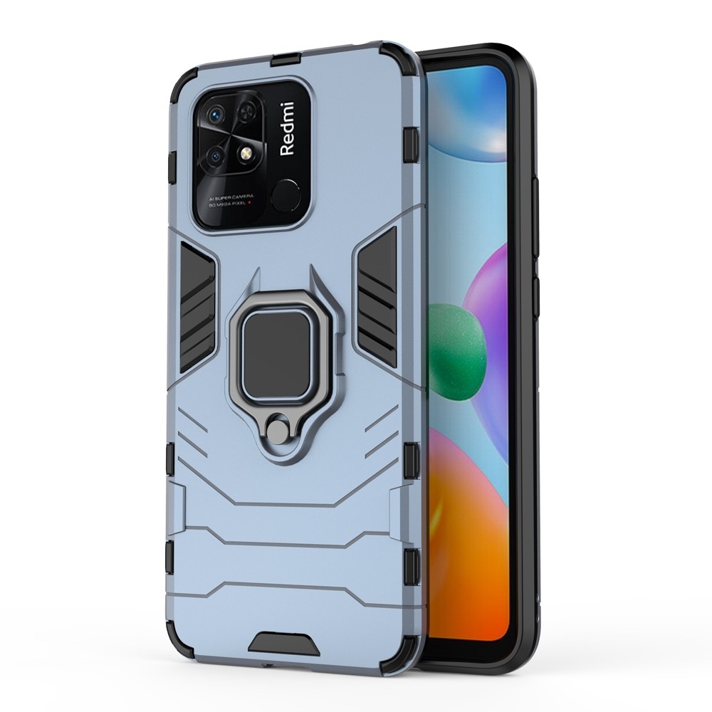 Xiaomi Redmi 10C Σκληρή Θήκη Μπλε Με Σταντ Shockproof PC + TPU Phone Case with Magnetic Ring Holder Navy Blue