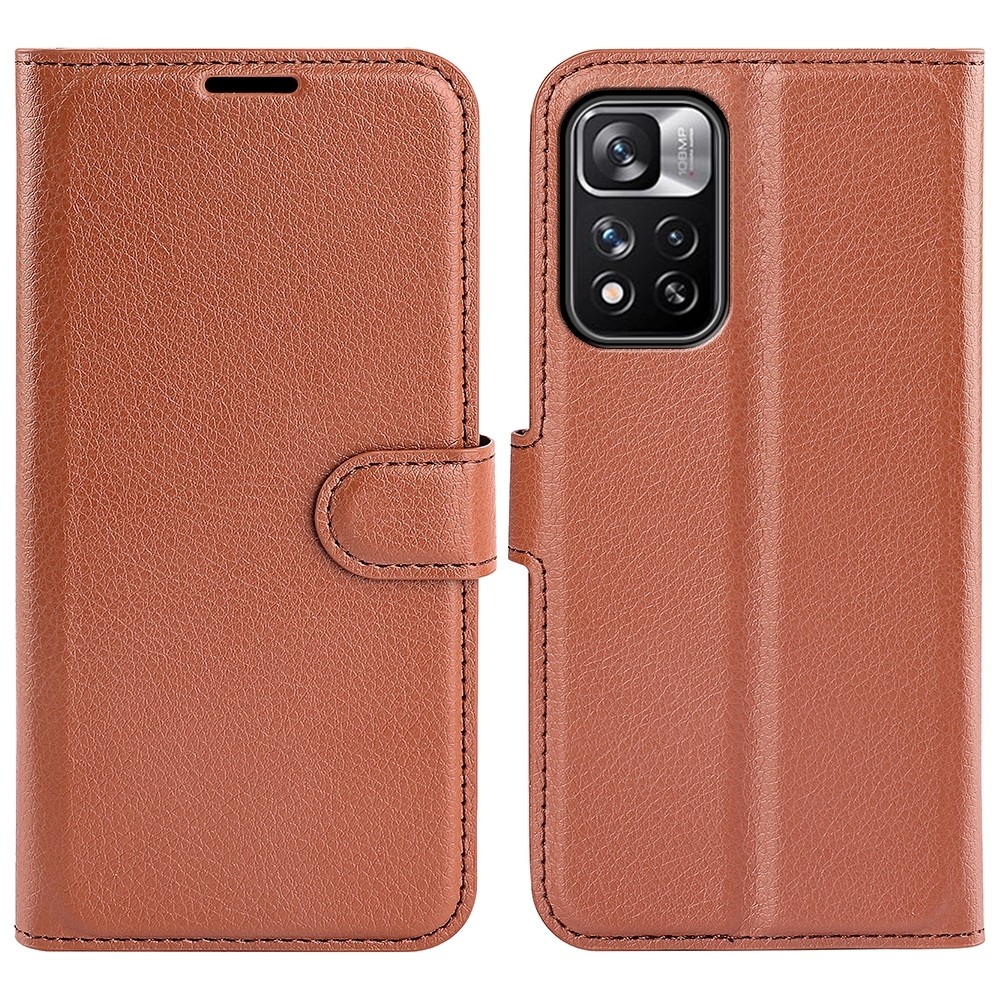 Xiaomi Redmi Note 11 Pro+ 5G Θήκη Βιβλίο Καφέ Litchi Texture Horizontal Flip Case Brown