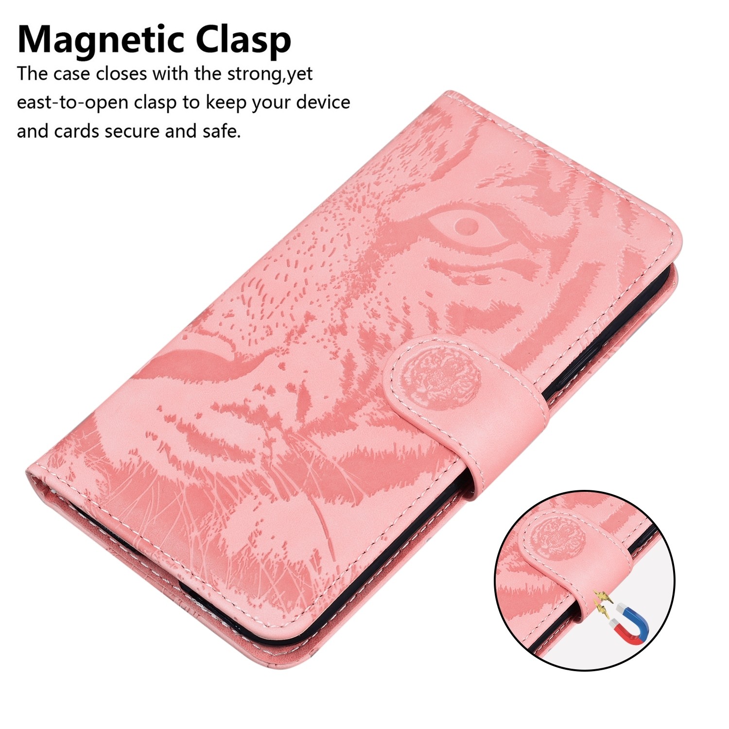 Xiaomi Redmi 12C Θήκη Βιβλίο Ροζ Tiger Embossing Pattern Flip Phone Case Pink
