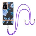 Xiaomi Redmi Note 11 Pro+ 5G Θήκη Σιλικόνης Με Λουράκι Μπλε Παιώνια Flowers Series TPU Phone Case with Lanyard Blue Peony