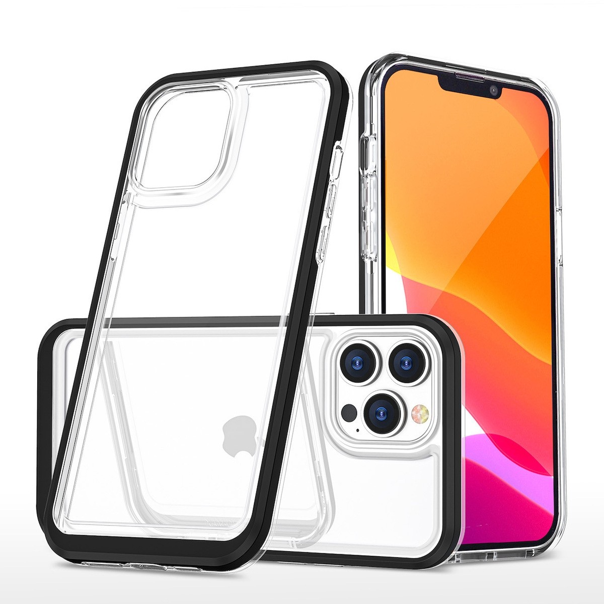 iPhone 14 Pro Max Θήκη Μαύρη Clear 3in1 Case Silicone Cover with Frame Black