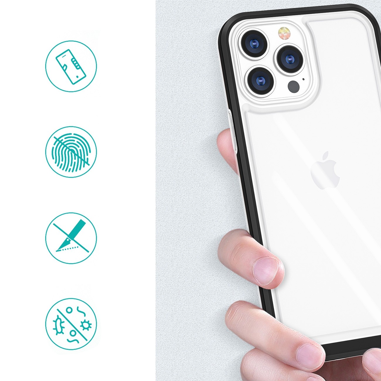 iPhone 14 Pro Max Θήκη Μαύρη Clear 3in1 Case Silicone Cover with Frame Black