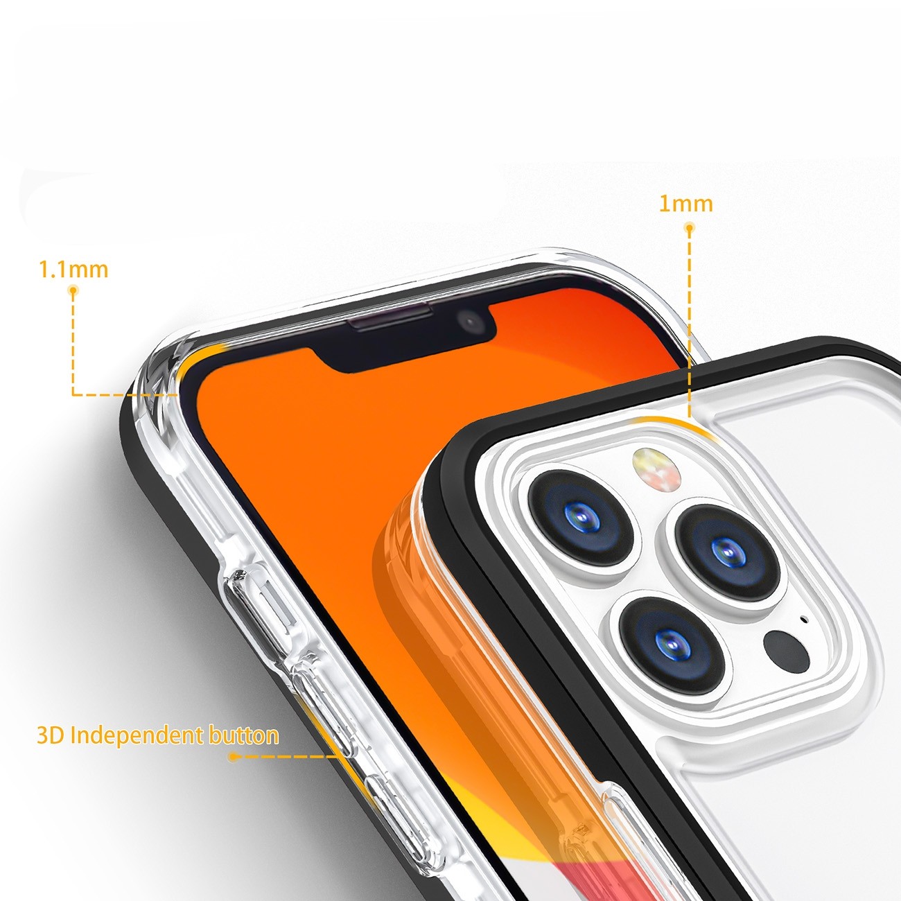 iPhone 14 Pro Max Θήκη Μαύρη Clear 3in1 Case Silicone Cover with Frame Black