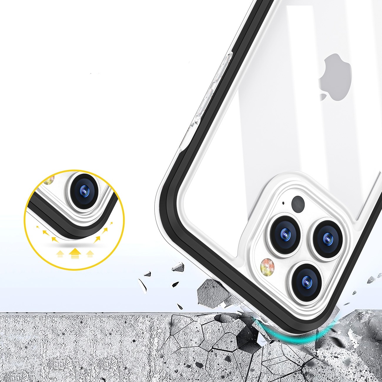 iPhone 14 Pro Max Θήκη Μαύρη Clear 3in1 Case Silicone Cover with Frame Black