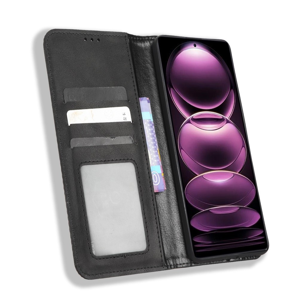 Xiaomi Redmi Note 12 Pro 5G / Xiaomi Poco X5 Pro 5G Θήκη Βιβλίο Μαύρο Magnetic Buckle Retro Texture Phone Case Black