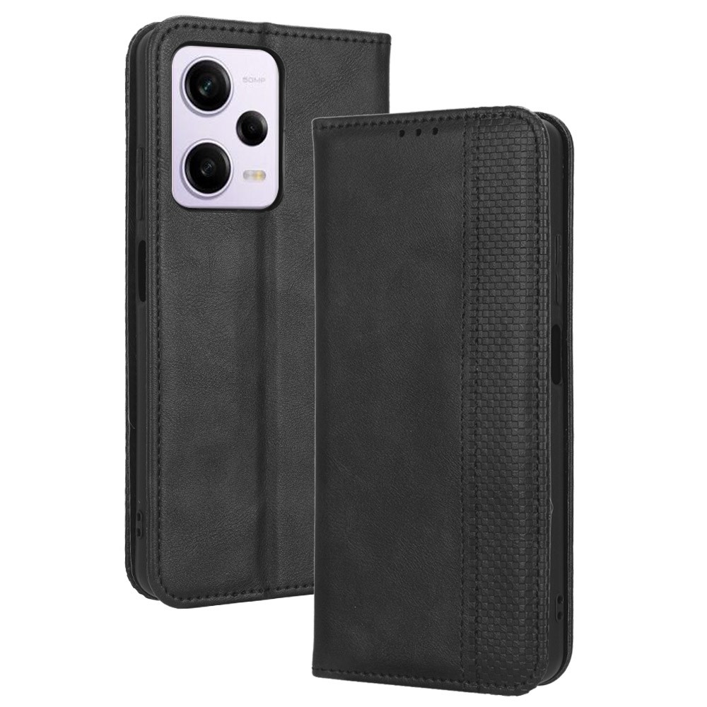 Xiaomi Redmi Note 12 Pro 5G / Xiaomi Poco X5 Pro 5G Θήκη Βιβλίο Μαύρο Magnetic Buckle Retro Texture Phone Case Black