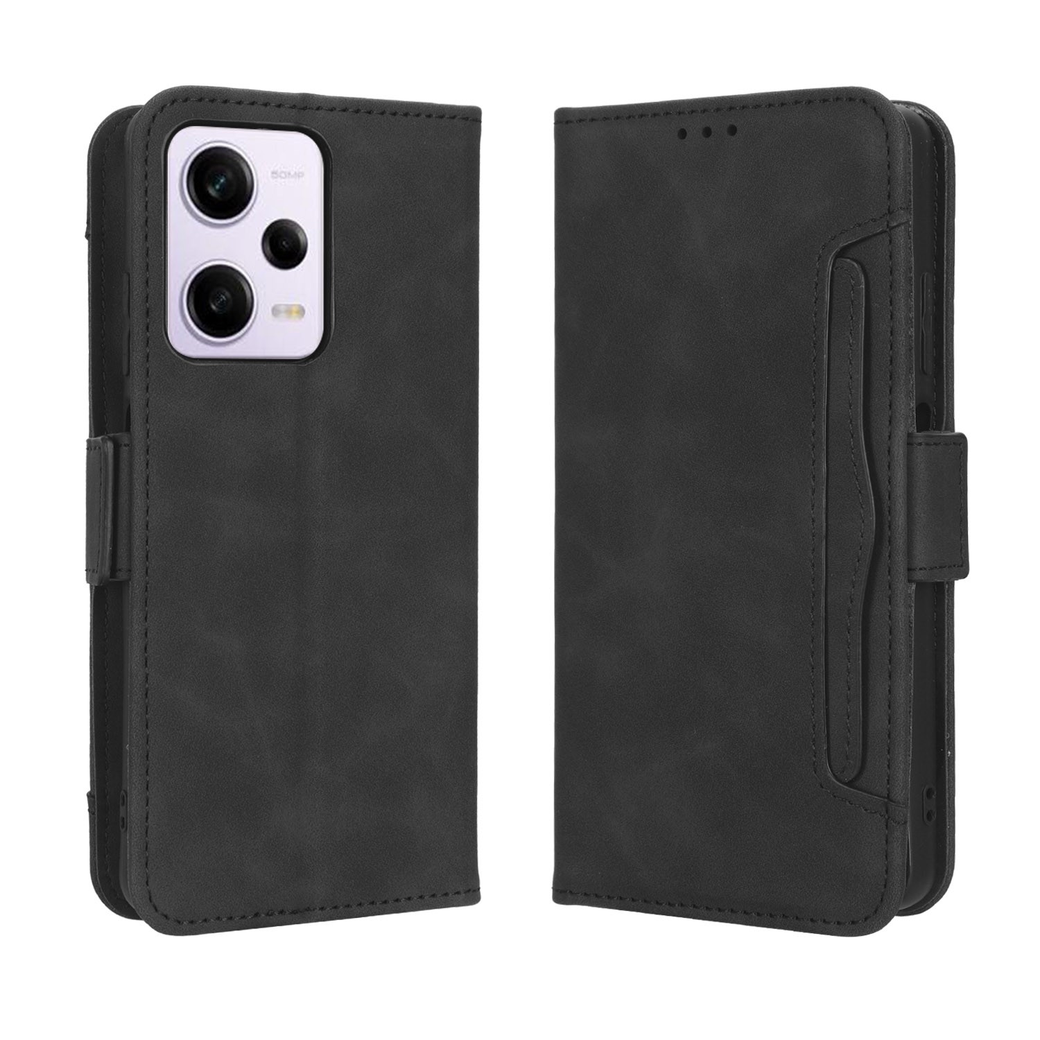 Xiaomi Redmi Note 12 Pro 5G / Xiaomi Poco X5 Pro 5G Θήκη Βιβλίο Μαύρο Skin Feel Calf Texture Card Slots Phone Case Black