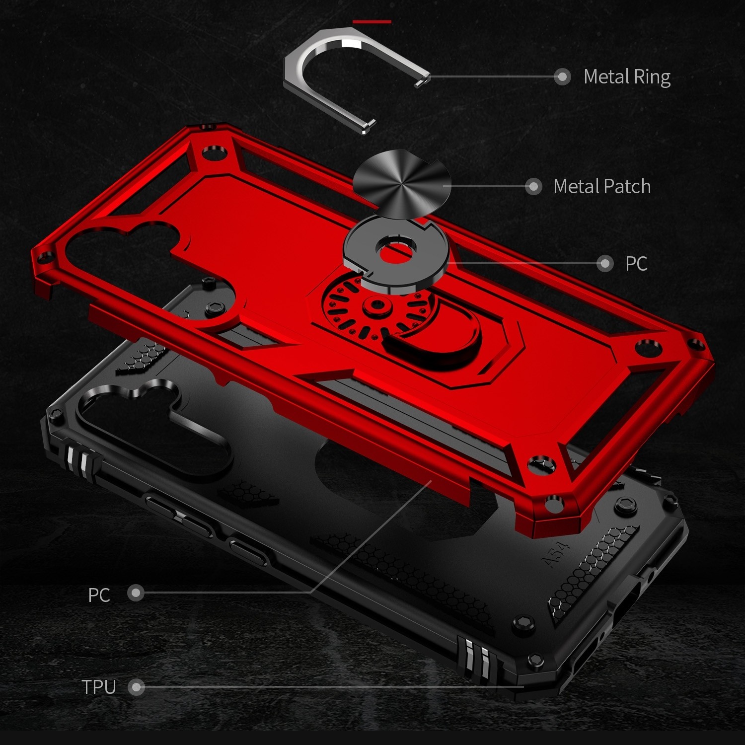 Samsung Galaxy A54 5G Θήκη Κόκκινη Με Σταντ Shockproof TPU + PC Phone Case with Holder Red