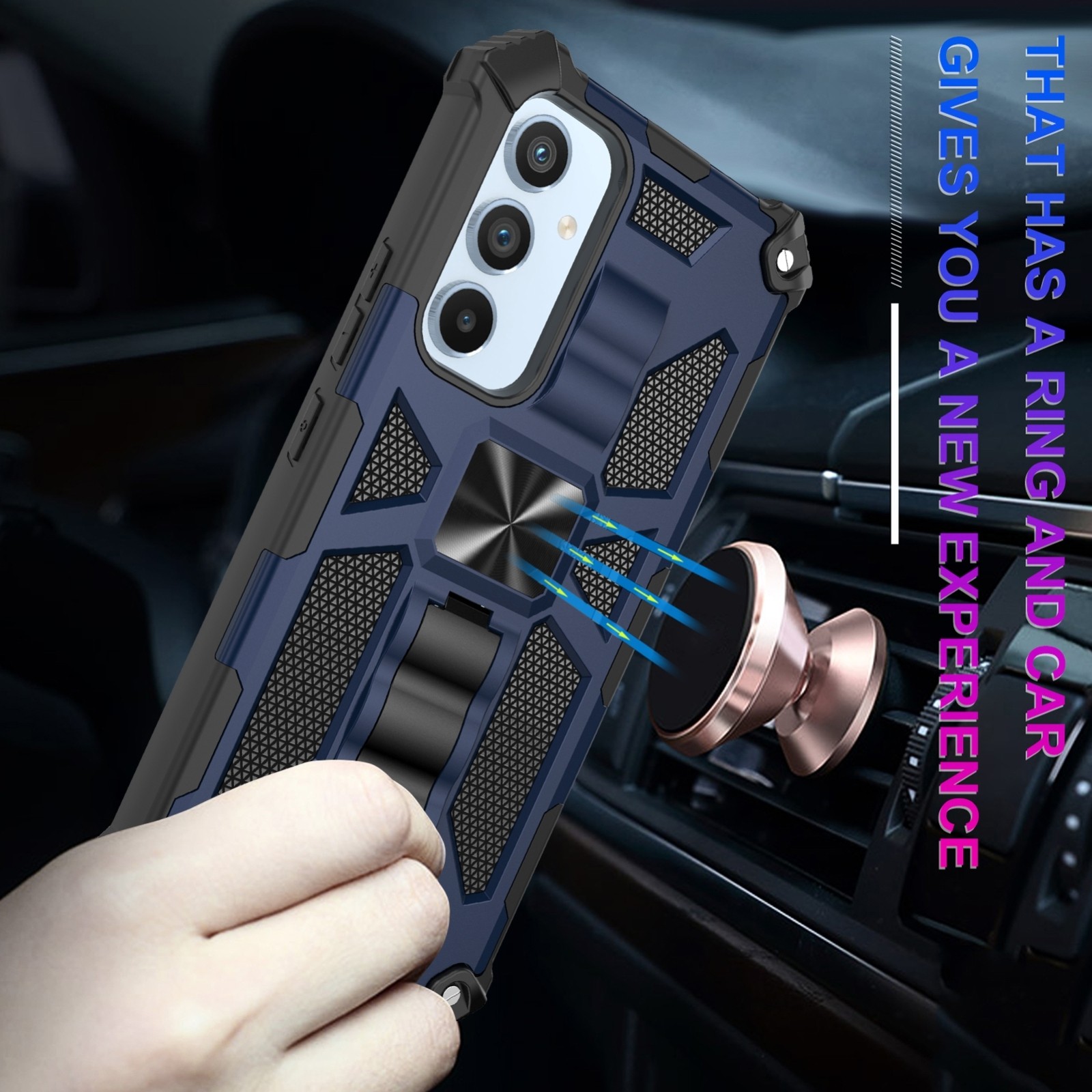 Samsung Galaxy A54 5G Θήκη Με Σταντ Μπλε Armor Shockproof TPU + PC Magnetic Protective Phone Case with Holder Blue