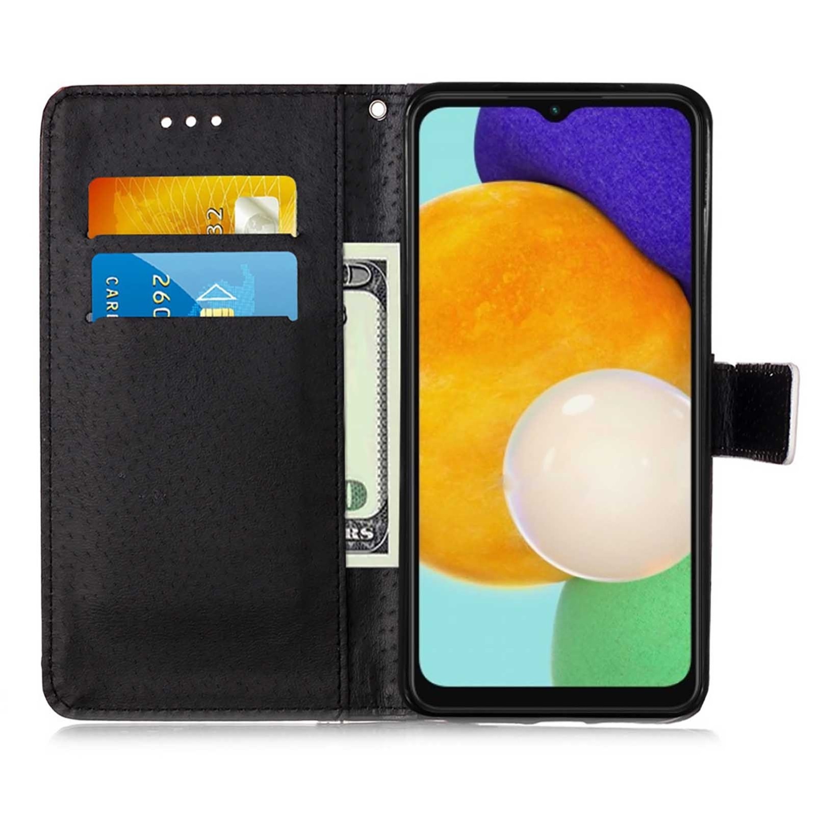 Samsung Galaxy A54 5G Θήκη Βιβλίο Colored Drawing Pattern Plain Weave Phone Case Cats And Tigers
