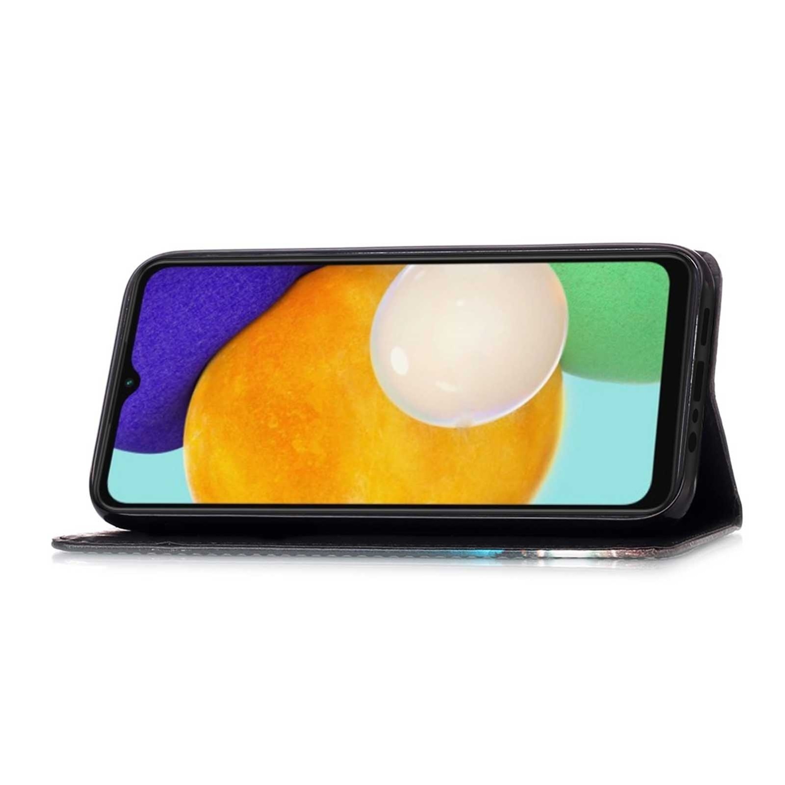 Samsung Galaxy A54 5G Θήκη Βιβλίο Colored Drawing Pattern Plain Weave Phone Case Cats And Tigers