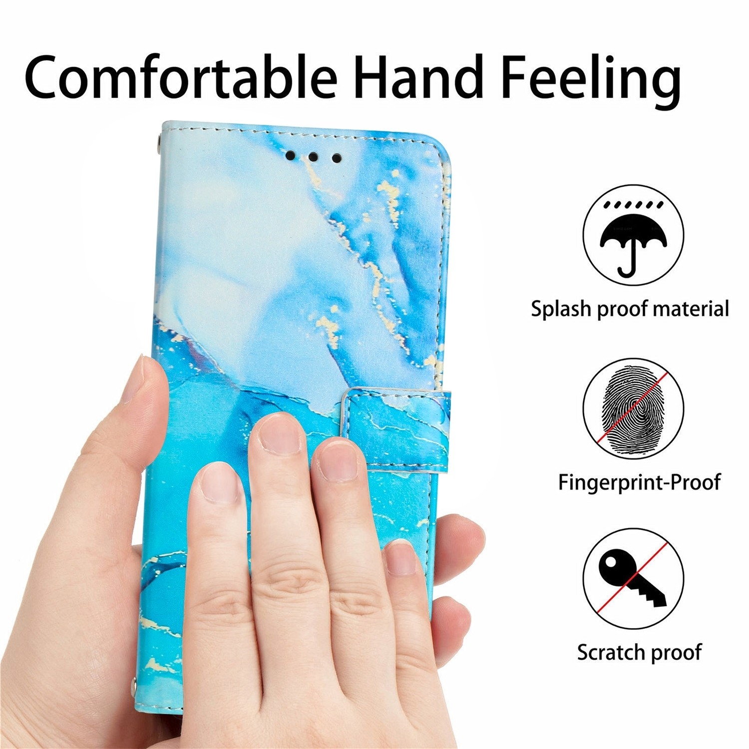 Samsung Galaxy A54 5G Θήκη Βιβλίο Painted Marble Pattern Phone Case Blue Green