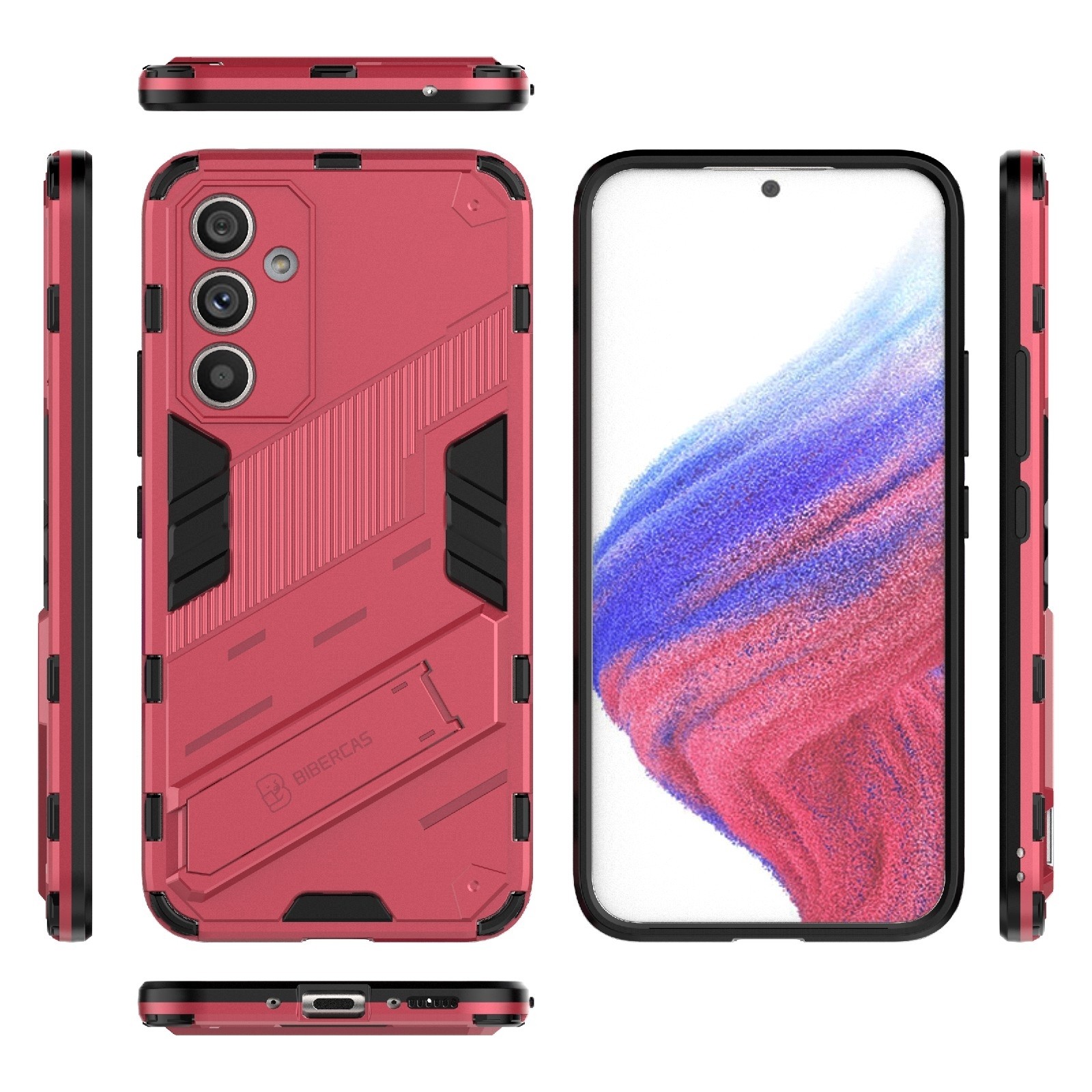 Samsung Galaxy A54 5G Σκληρή Θήκη Απαλό Κόκκινο Punk Armor 2 in 1 PC + TPU Phone Case Light Red