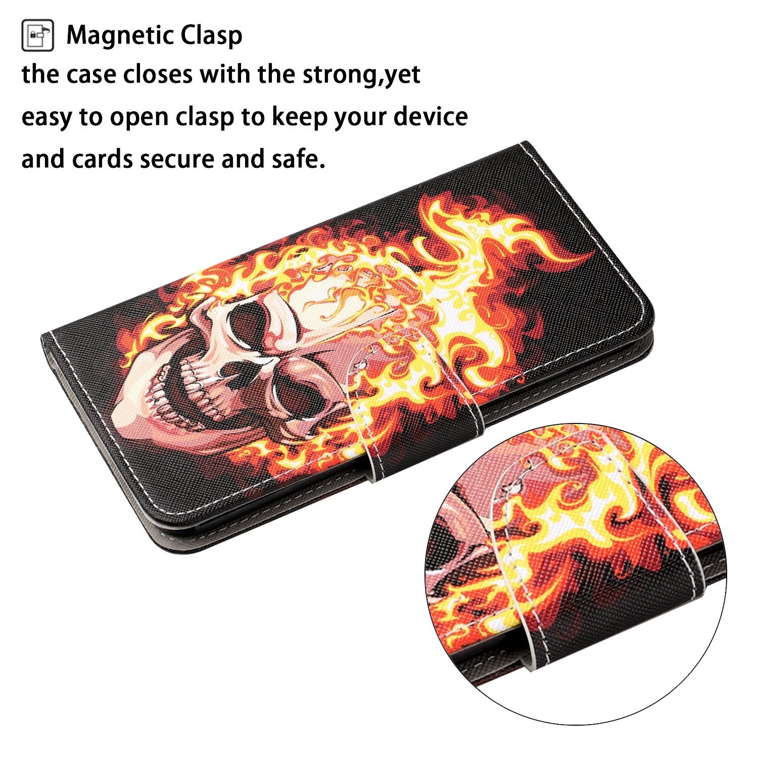 Samsung Galaxy A54 5G Θήκη Βιβλίο Colored Drawing Pattern Phone Case Flame Skull