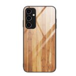 Samsung Galaxy A54 5G Θήκη Κίτρινη Με Πλαίσιο Σιλικόνης Και Όψη Γυαλιού Wood Grain Glass Phone Case Yellow