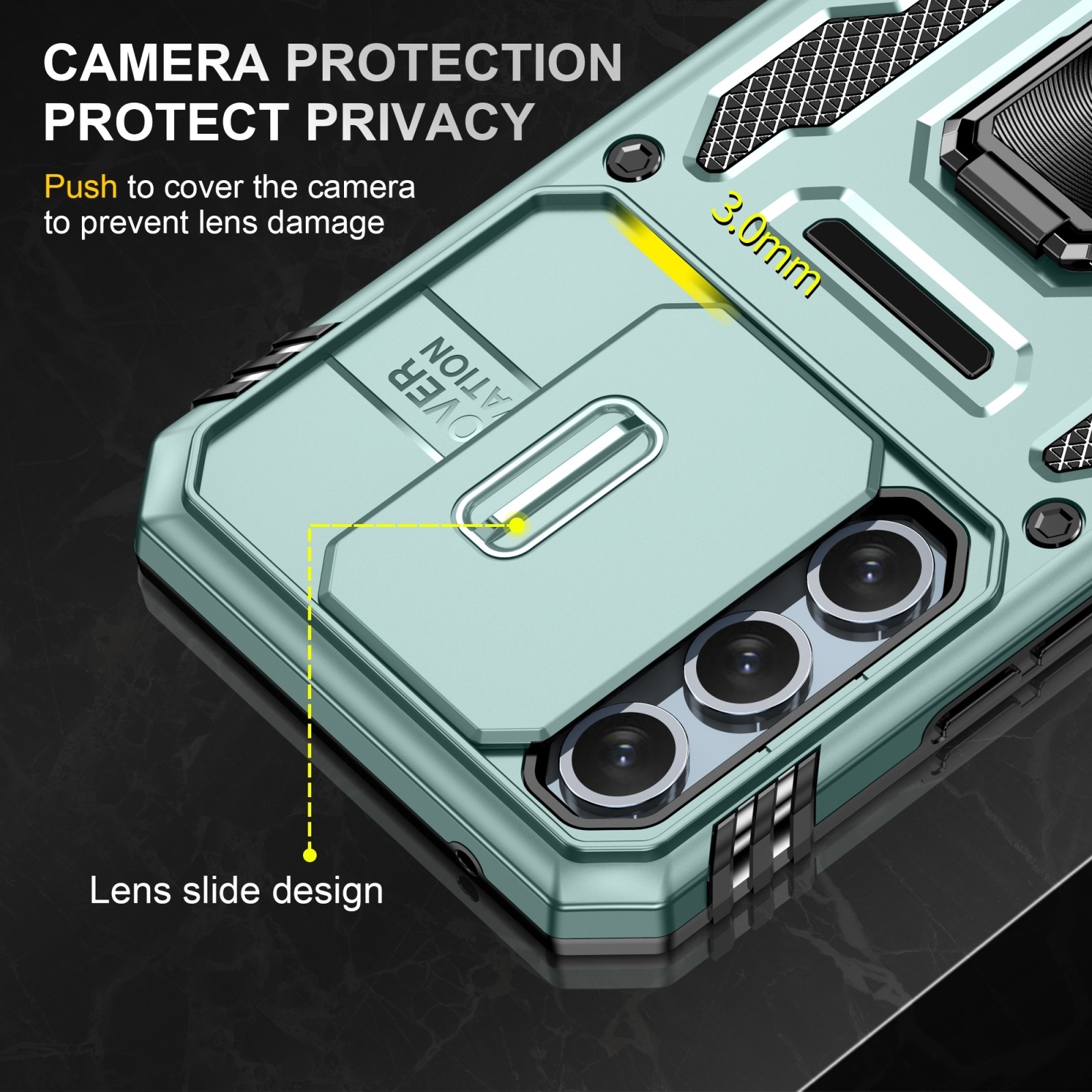 Samsung Galaxy A54 5G Θήκη Πράσινη Με Σταντ Armor PC + TPU Camera Shield Phone Case Alpine Green