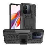 Xiaomi Redmi 12C Θήκη Μαύρη Tire Texture TPU + PC Phone Case with Holder Black