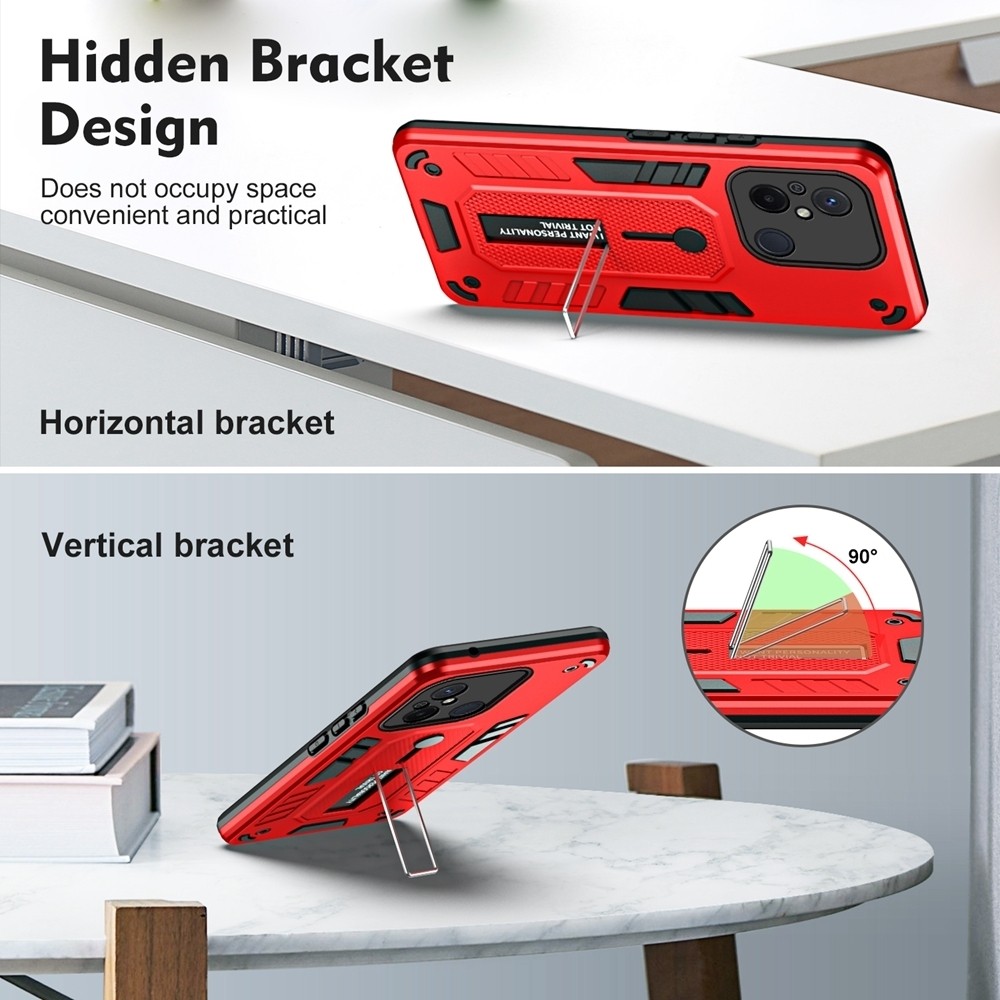 Xiaomi Redmi 12C Θήκη Κόκκινη Με Σταντ Variety Brave Armor Finger Loop Holder Phone Case Red