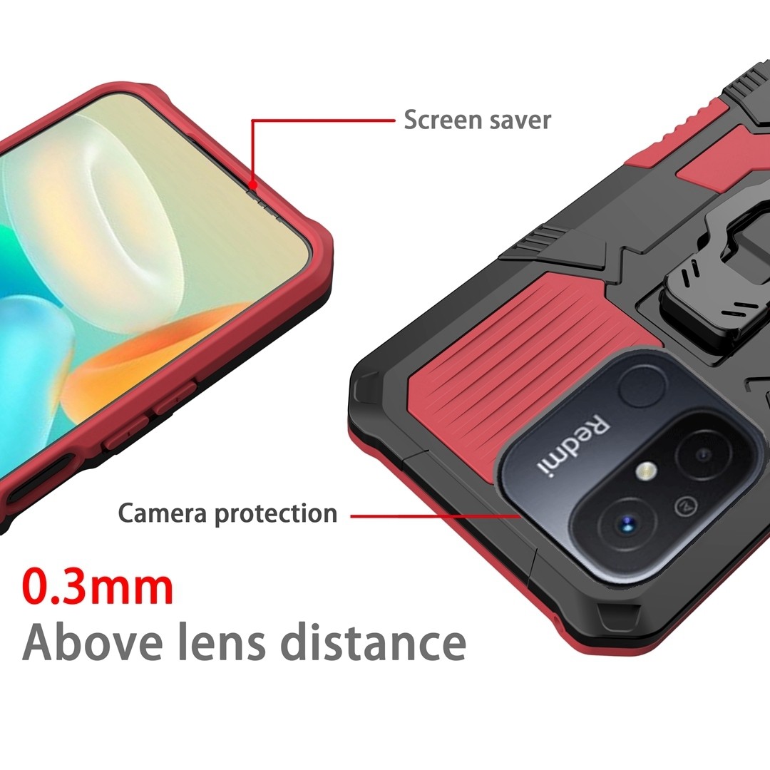 Xiaomi Redmi 12C Θήκη Κόκκινο Armor Warrior Shockproof PC + TPU Phone Case Red