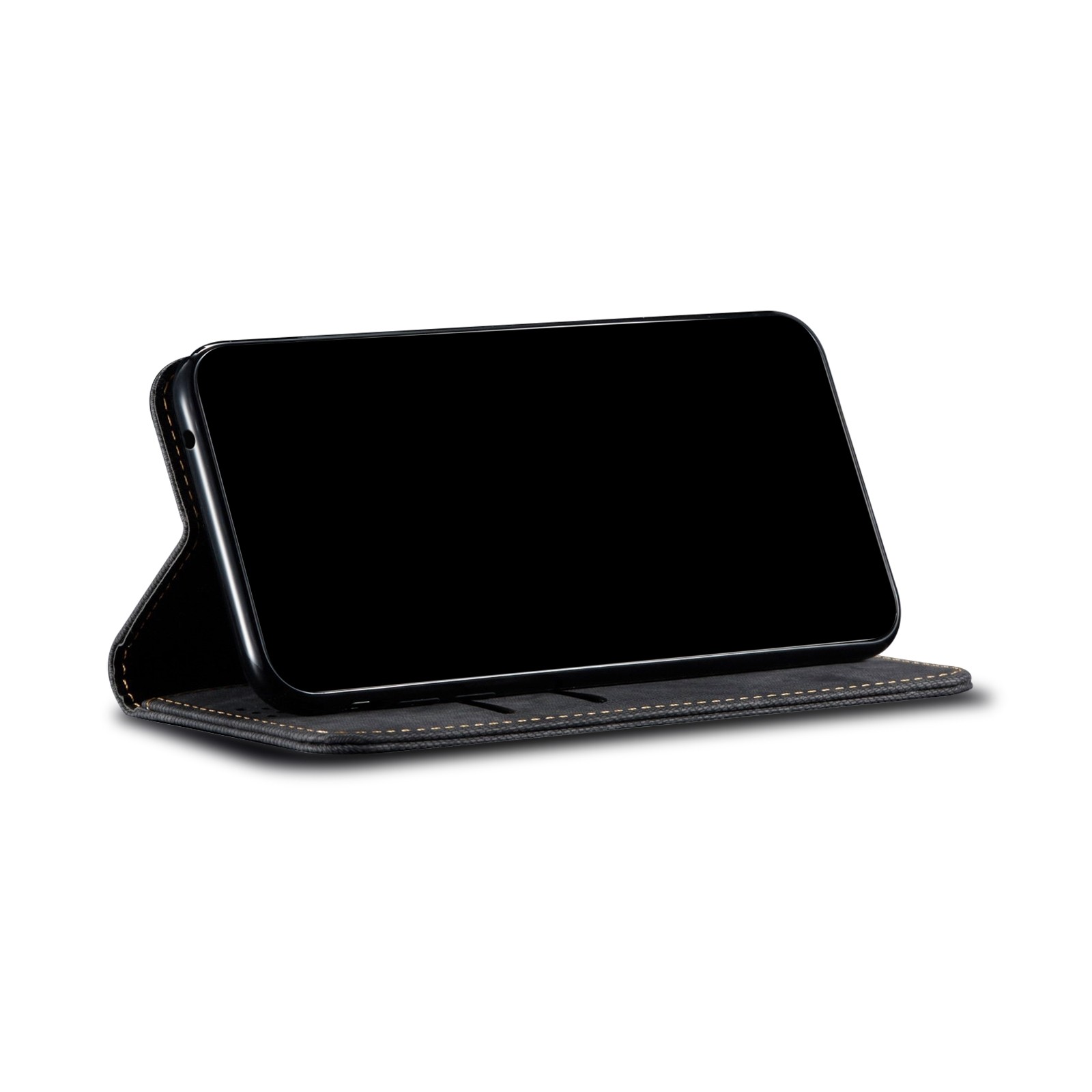 iPhone 13 Βιβλίο Μαύρο Denim Texture Casual Style Horizontal Flip Case with Holder & Card Slots & Wallet Black